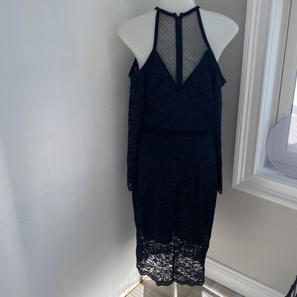 Express black lace dress velvet details